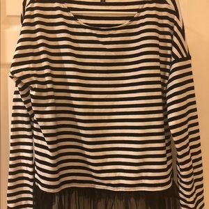 Cute Black And White Long Sleeve W Black Chiffon